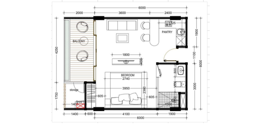 Планировка Квартиры «1 BDR Plan (The Umalas Signature)» с 1 спальней в ЖК The Umalas Signature