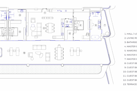 Penthouse floor plan «Penthouse Magnum Resort Sanur», 3 bedrooms in Magnum Resort Sanur