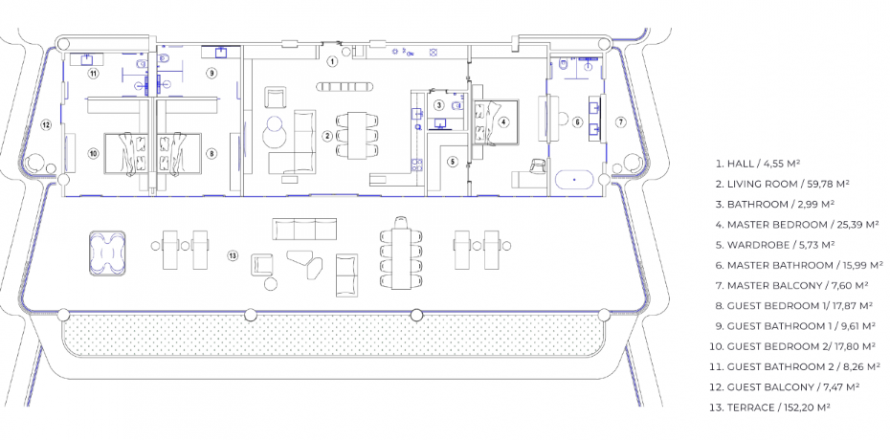 Penthouse floor plan «Penthouse Magnum Resort Sanur», 3 bedrooms in Magnum Resort Sanur
