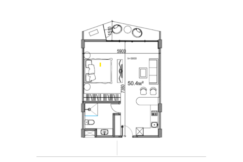 Apartment floor plan «1 BDR » in Magnum Residence Canggu