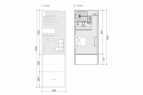 Планировка Таунхауса «1BR-22» с 1 спальней в ЖК Parq Citadel