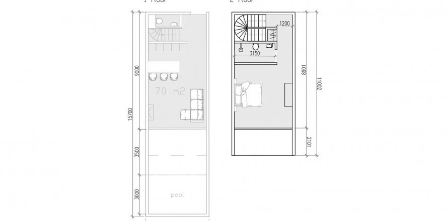 Townhouse floor plan «1BR-22», 1 bedroom in Parq Citadel