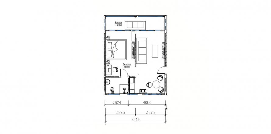 Apartment floor plan «1BR-39», 1 bedroom in VODOPAD 