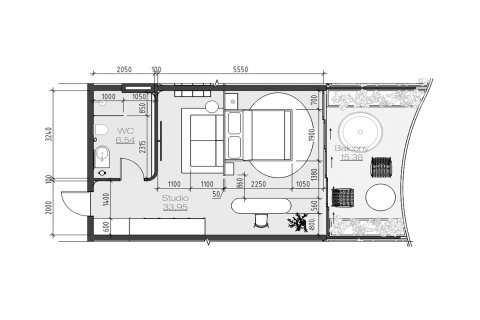 Apartment floor plan «1BR-9», 1 bedroom in building Building B Sunny Wellness SPA, Sunny Wellness SPA