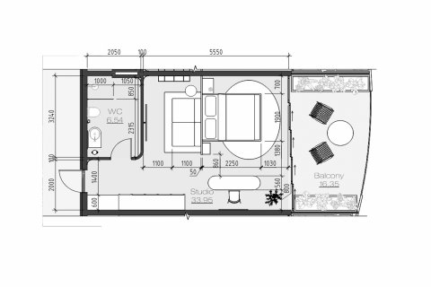 Apartment floor plan «1BR-10», 1 bedroom in building Building B Sunny Wellness SPA, Sunny Wellness SPA