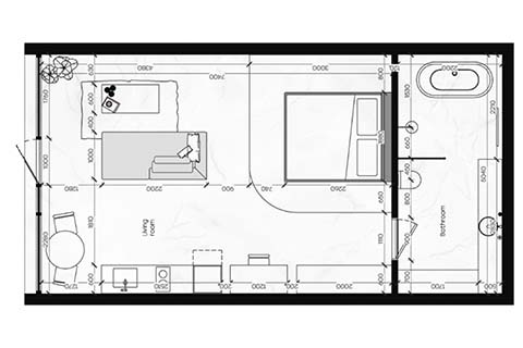 Apartment floor plan «1BR-2», Studio in SAMUDRA