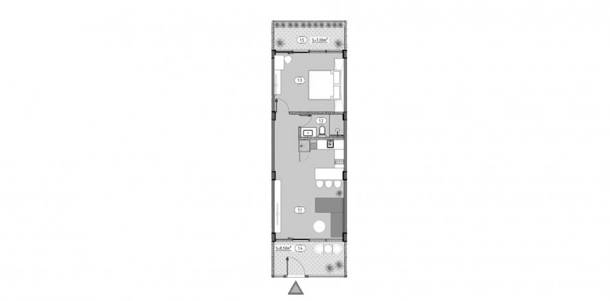 Планировка Квартиры «1BR-3» с 1 спальней в ЖК Elysium