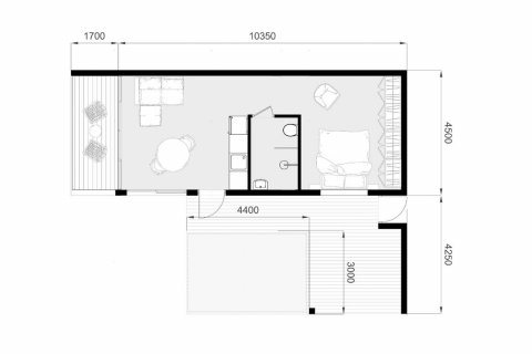 Villa floor plan «1BR-42», 1 bedroom in Ocean City