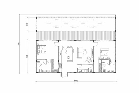 Villa floor plan «2BR-52», 2 bedrooms in HOLLYWOOD QUARTER