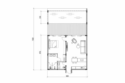 Villa floor plan «1BR-50», 1 bedroom in HOLLYWOOD QUARTER