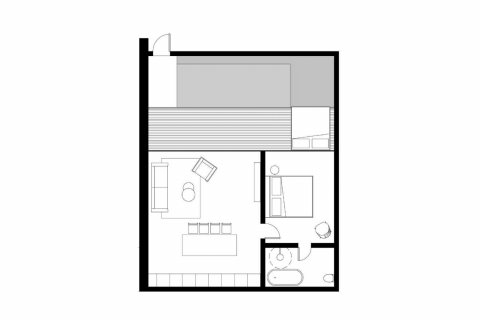 Планировка Квартиры «1BR-38» с 1 спальней в ЖК Parq Soho Surfside