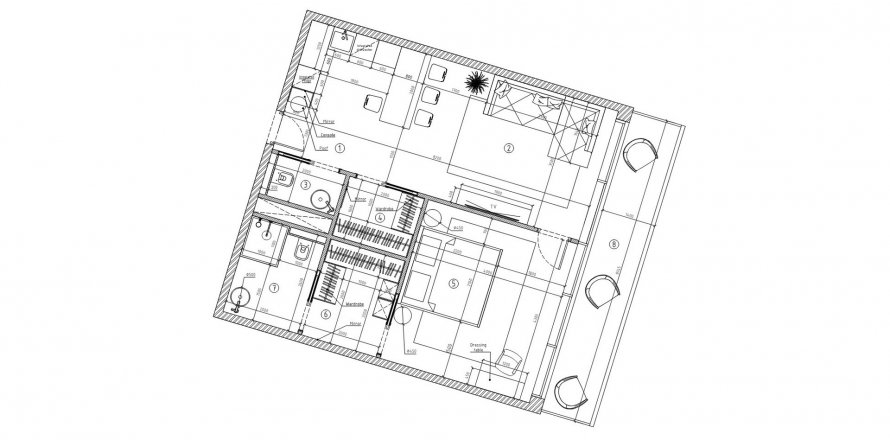 Планировка Квартиры «1BR-11» с 1 спальней в ЖК Oceanspire Residence
