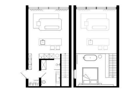 Планировка Квартиры «1BR» с 1 спальней в ЖК The HEIGHTS