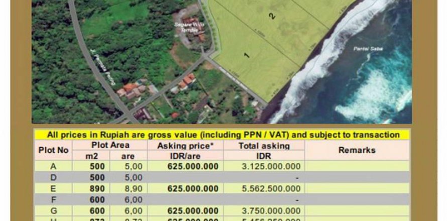 Земельный участок 500м2 в Gianyar, Гианьяр, Индонезия № 8723
