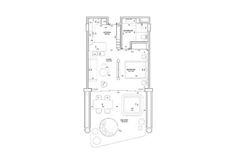 Apartment floor plan «1BR-1», 1 bedroom in Magnum Resort Sanur