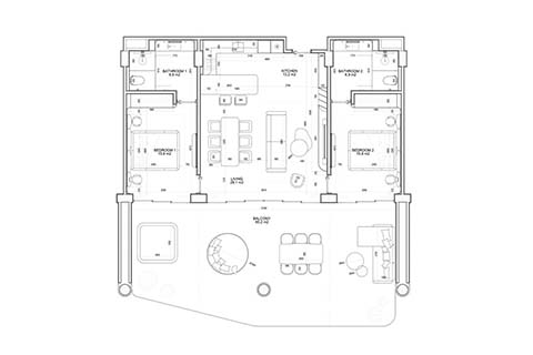 Apartment floor plan «1BR-2», 1 bedroom in Magnum Resort Sanur