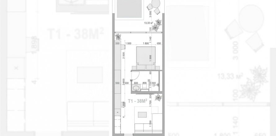 Квартира студия в Anta Residence Canggu, Canggu, Бадунг, Индонезия № 7510