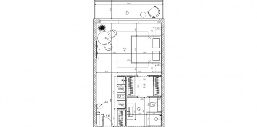 Планировка Квартиры «0BR-8» Студия в ЖК Oceanspire Residence