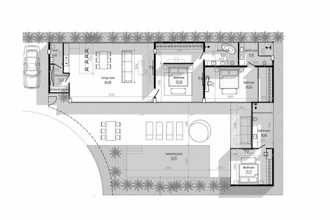 Планировка Виллы «3BR-5» с 3 спальнями в ЖК Dharma Residence