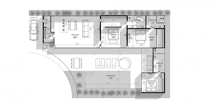 Villa floor plan «3BR-5», 3 bedrooms in Dharma Residence