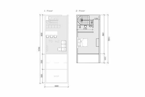 Планировка Таунхауса «1BR-37» с 1 спальней в ЖК ZEN ESTATE