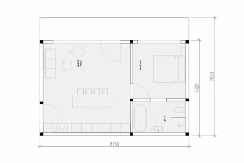 Планировка Квартиры «1BR-36» с 1 спальней в ЖК ZEN ESTATE
